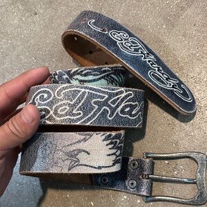Ed Hardy Belt bulldog and eagle graphic